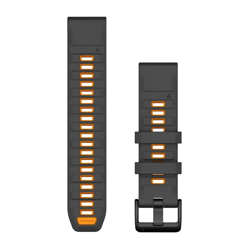 Garmin QuickFit® 22mm Silicone Strap, Graphite Spark Orange